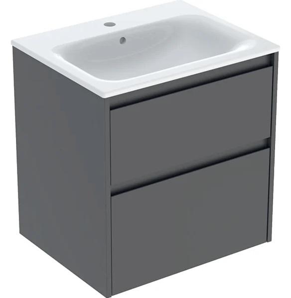 Тумба с раковиной Geberit Selnova Square slim rim 60х48 см ДСП лава матовая 504.138.JK.1