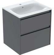 Тумба с раковиной Geberit Selnova Square slim rim 60х48 см ДСП лава матовая 504.138.JK.1