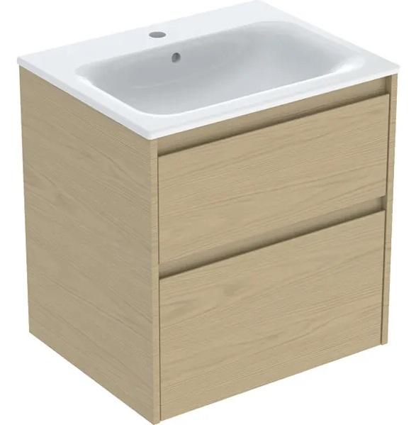 Тумба із раковиною Geberit Selnova Square slim rim 60х48 см ДСП дуб натуральний 504.138.PS.1