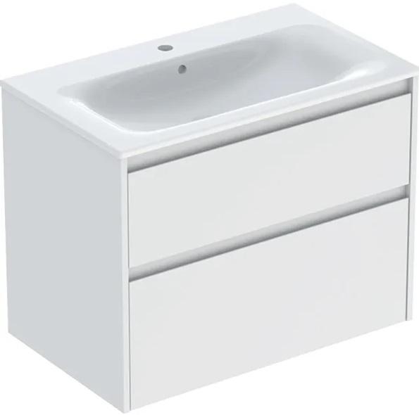 Тумба з раковиною Geberit Selnova Square slim rim 80х48 см ДСП білий глянцевий 504.139.01.1
