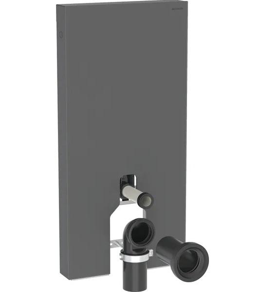 Система інсталяції для унітазу для підлоги Geberit Monolith Plus 101 см скло чорне матове/алюміній чорний хром 131.201.CD.7