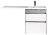Тумба подвесная Мойдодыр Polo Loft 60-U с раковиной Adam 120 R МДФ/ДСП белый глянцевый/бетон светлый 00-0009406
