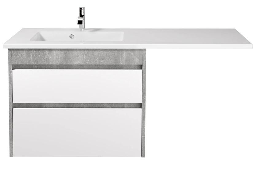Тумба подвесная Мойдодыр Polo Loft 80-U с раковиной Adam 140 L МДФ/ДСП белый глянцевый/бетон светлый 00-0009329