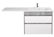 Тумба подвесная Мойдодыр Polo Loft 80-U с раковиной Adam 140 R МДФ/ДСП белый глянцевый/бетон светлый 00-0009318