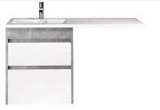 Тумба подвесная Мойдодыр Polo Loft 60-U с раковиной Adam 120 L МДФ/ДСП белый глянцевый/бетон светлый 00-0009405