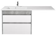 Тумба подвесная Мойдодыр Polo Loft 80-U с раковиной Adam 140 L МДФ/ДСП белый глянцевый/бетон светлый 00-0009329