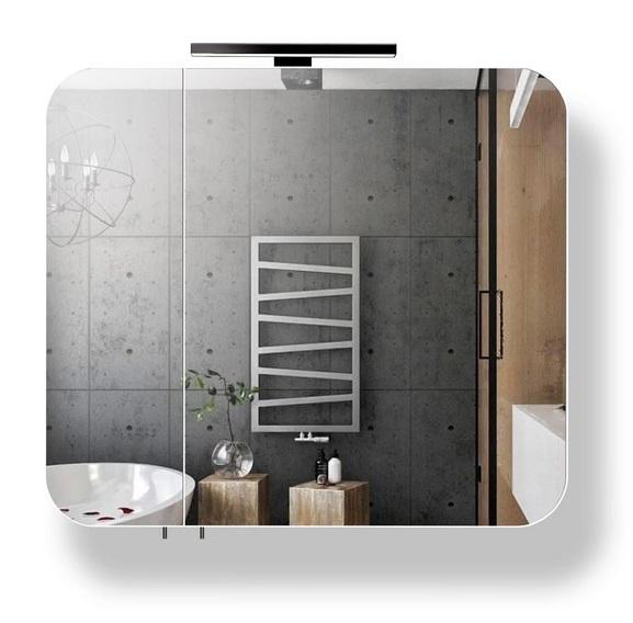 Дзеркальна шафка Мийдодир Сорренто Black 80 80х20х70,5 см см з LED-підсвічуванням ДСП білий мат 00-0009298