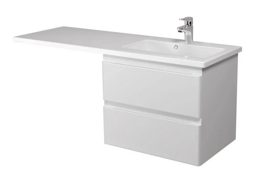 Тумба подвесная Мойдодыр Unik 60-A с раковиной Adam 120 R МДФ/ДСП белый глянец 00-0009412