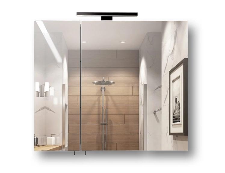 Дзеркальна шафка Мийдодір Runa Black 80 80,4х20х72 см см з LED-підсвічуванням ДСП білий мат 00-0009295
