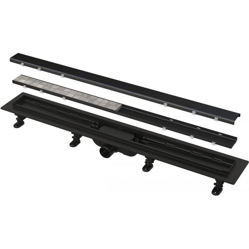 Желоб водосточный AlcaPlast APZ19 850 мм двусторонняя решетка Double черный APZ19BLACK-850