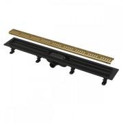 Жолоб водостічний AlcaPlast APZ10 850 мм з порогами решітка латунь APZ10BLACK-850BRASS
