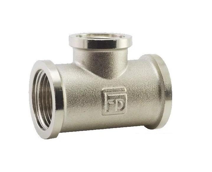 Тройник редукционный Fado Fitt Nickel ¾''х½''х¾'' ВВВ латунь никель T04