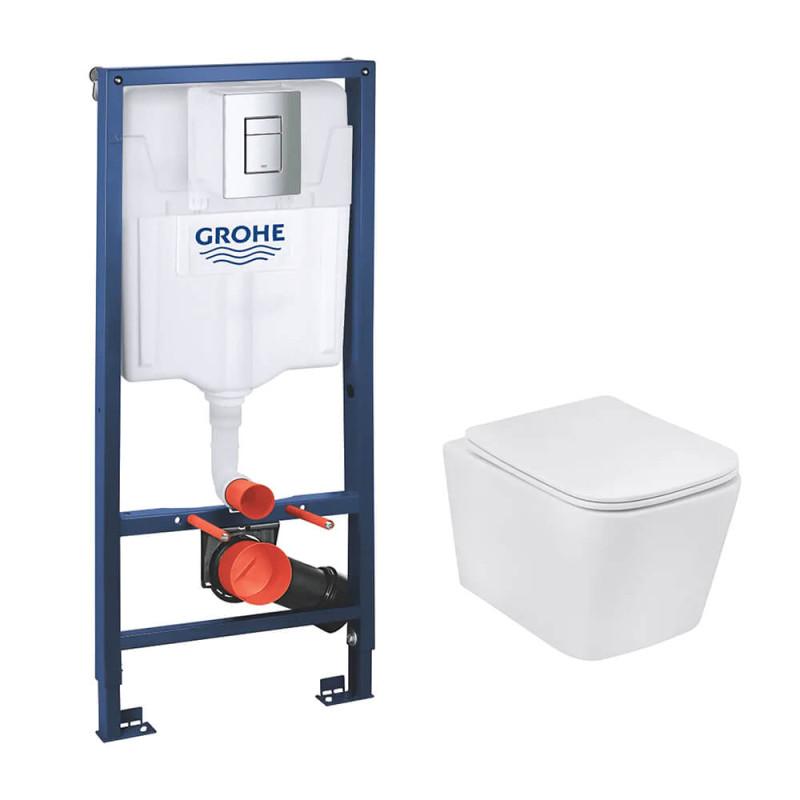 Система инсталляции Grohe Rapid SL 4 в 1 с клавишей унитазом Kroner Eifel и крышкой 38772001KE483429