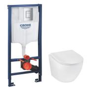 Система инсталляции Grohe Rapid SL 4 в 1 с клавишей унитазом Kroner Harz и крышкой 38772001KH493736