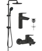 Набор для ванной комнаты Grohe QuickFix Start 3 в 1 душевая система + смесители черный матовый UA303305RM