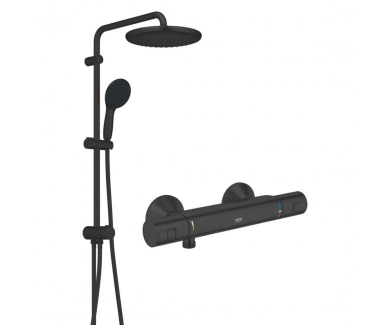 Душевая стойка Grohe Start с термостатом черный матовый UA303908T2