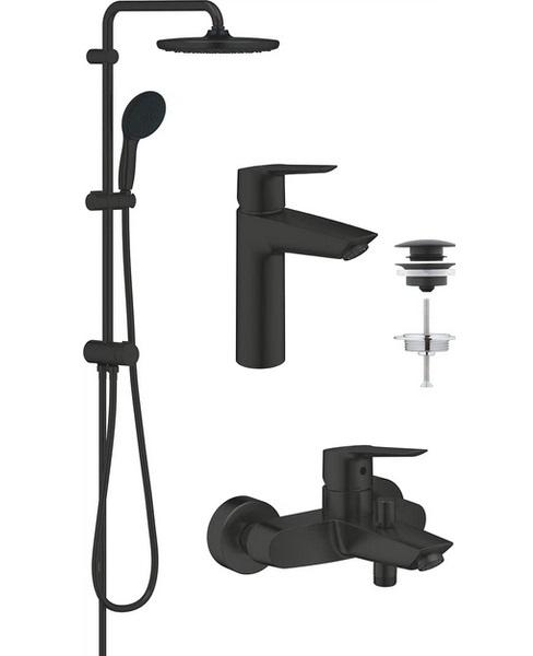 Набір для ванної кімнати Grohe QuickFix Start 3 в 1 душова система + змішувачі чорний матовий UA303305RM