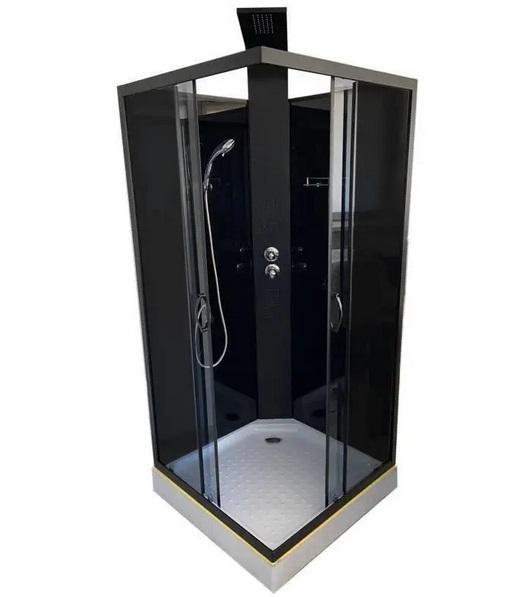 Гидромассажный бокс Diamond Premium 90х90 см серое стекло/профиль черный DP-158