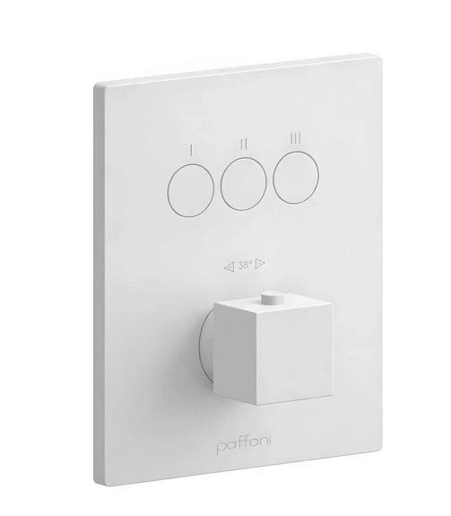 Термостат для душу Paffoni Compact Box вбудований 3 споживача білий матовий CPT519BO