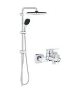 Набор для ванной комнаты Grohe смеситель Dice + душевая система Flex Vitalio Comfort 250 Cube хром UA203170101