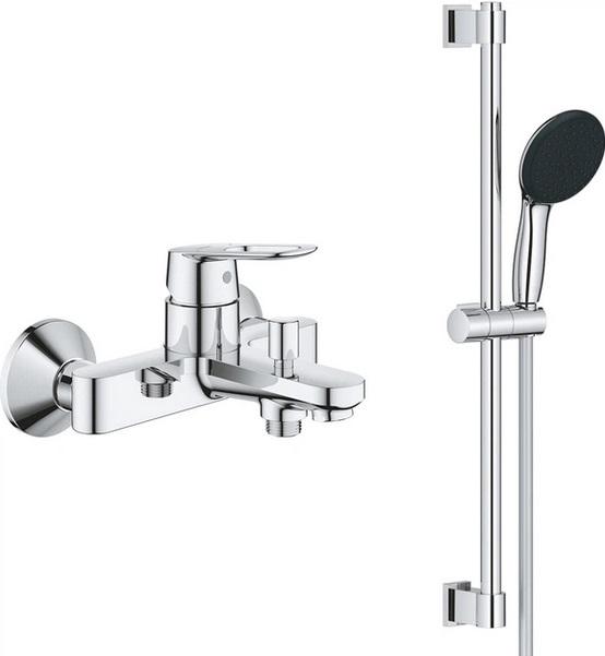 Смеситель для ванной Grohe BauLoop с душевым гарнитуром Vitalio Start 110 хром 23603000+26951001
