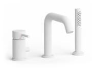 Смеситель на борт ванны Paffoni Light Max Flow с душевым гарнитуром белый матовый LIG045BO