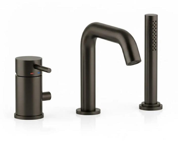 Змішувач на борт ванни Paffoni Light Max Flow із душовим гарнітуром матовий чорний нікель LIG045NKNSP