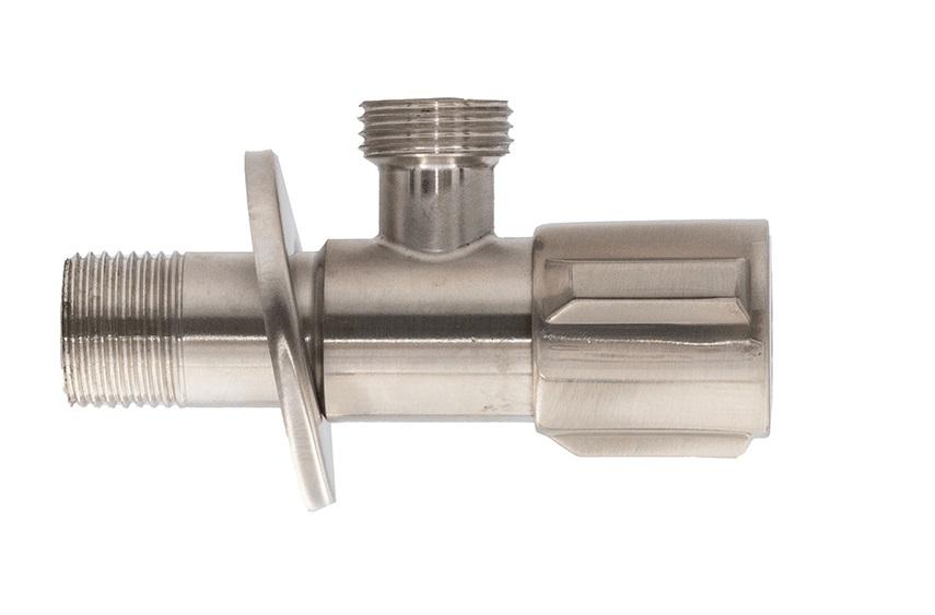 Кран кутовий Fado New з керамічною головкою ЗЗ ½''х½'' нержавіюча сталь KZS81