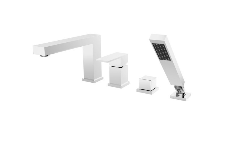 Змішувач на борт ванни Besco Modern/Varium одноважільний з душовим гарнітуром хром BW-MV4-CH