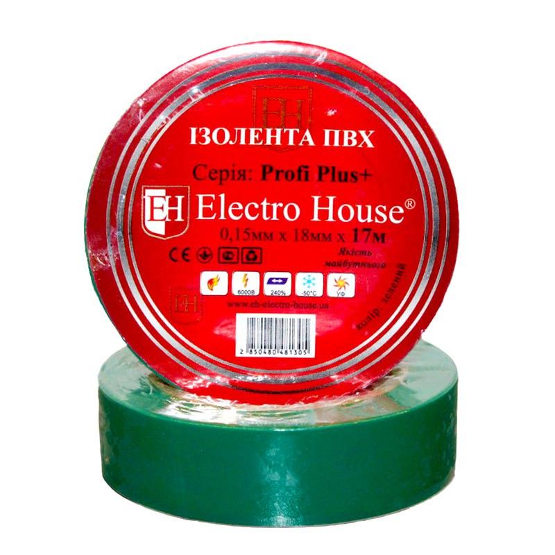 Изолента Electro House 17 м ПВХ зеленый EH-AHT-1815