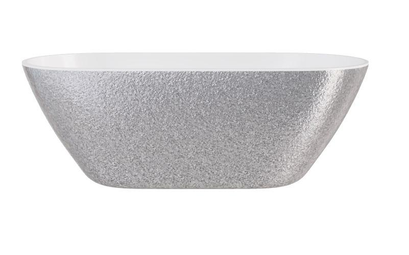 Ванна из искусственного камня Besco Moya 170х70 см с сифоном хром Mineral DuraBe серебро/глянцевый белый #WMD-170-MS