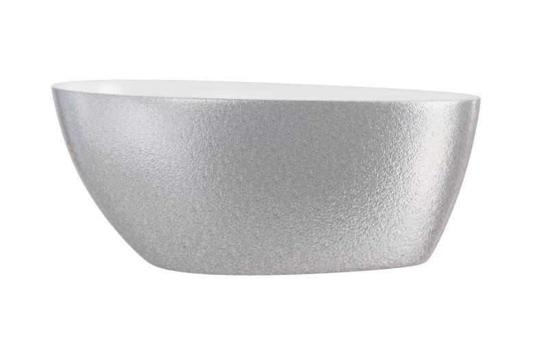 Ванна из искусственного камня Besco Goya 142х62 см с сифоном хром Mineral DuraBe серебро/глянцевый белый #WMD-140-GS