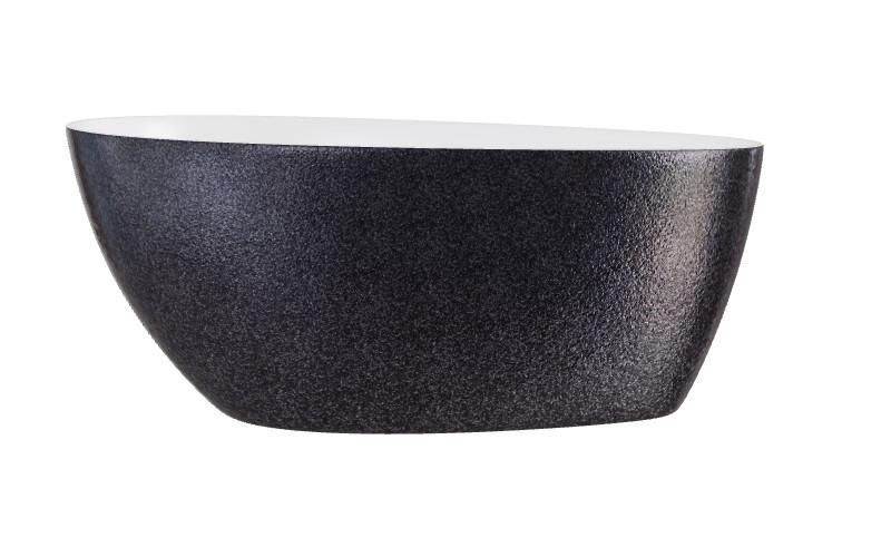 Ванна из искусственного камня Besco Goya 142х62 см с сифоном хром Mineral DuraBe графит/глянцевый белый #WMD-140-GG