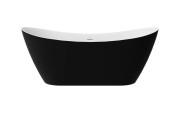 Ванна акриловая Besco Ovee 160х75 см с белым сифоном глянцевый черный/глянцевый белый #WAS-16-OBBI