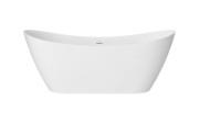 Ванна акриловая Besco Ovee 160х75 см с матовым черным сифоном глянцевый белый #WAS-160-OCZ