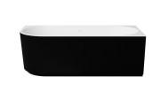 Ванна акриловая Besco Denaya 150х75 см правая с сифоном хром глянцевый черный/глянцевый белый #WASB-150DPC