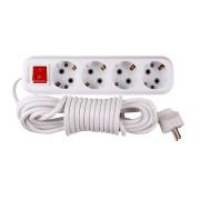 Удлинитель Electro House с заземлением с кнопкой 4 гнезда 5 м белый EH-2222