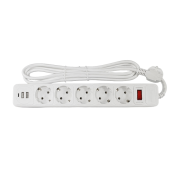 Сетевой фильтр Electro House с заземлением 5 гнезд +  2USB A + 1USB C 3 м белый EH-NFWUC-5.3