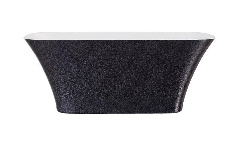 Ванна из искусственного камня Besco Assos S-Line Glam 160х70 см с сифоном хром Mineral DuraBe графит/глянцевый белый #WMD-160-ALG