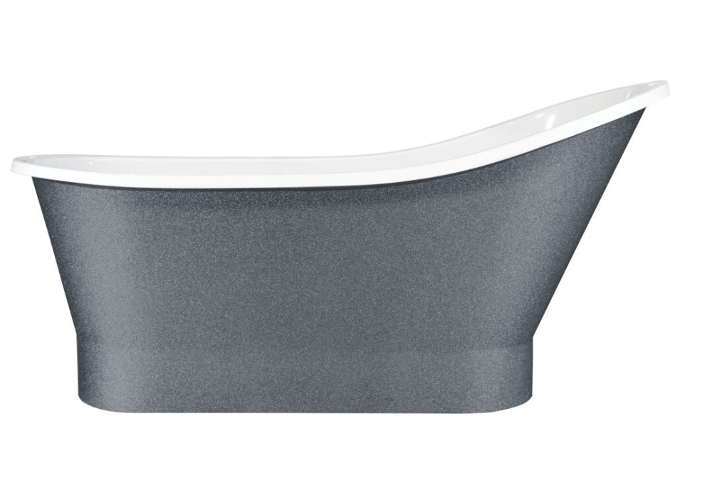 Ванна из искусственного камня Besco Gloria 150х66 см с сифоном хром Mineral DuraBe графит/глянцевый белый #WMD-150GGR