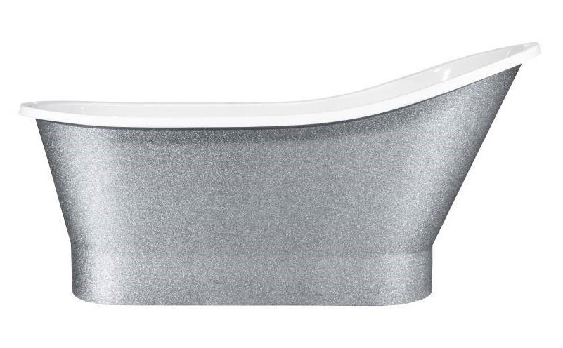 Ванна из искусственного камня Besco Gloria 150х66 см с сифоном хром Mineral DuraBe серебро/глянцевый белый #WMD-150-GLS