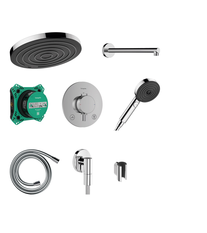 Душевая система скрытого монтажа Hansgrohe Pulsify S 260 1jet с термостатом Ecostat Comfort S хром 24624000