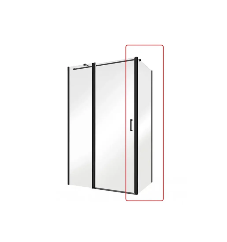 Душевая боковая стенка Besco Exo-CH 80х190 см матовый черный/прозрачное стекло PCH-8B-190C