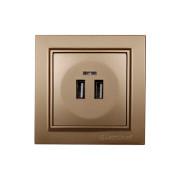 Розетка USB Electro House Enzo 2 порти 2A ABS-пластик розкішне золото EH-5320-LG