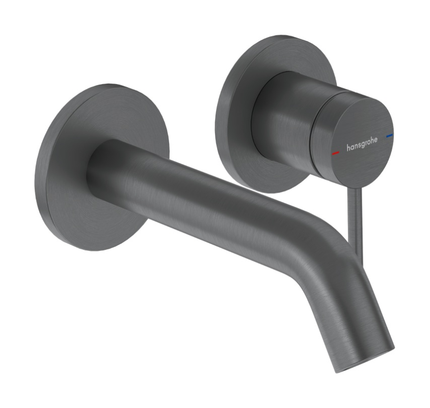 Смеситель для раковины Hansgrohe Tecturis S EcoSmart+ однорычажный настенный матовый черный хром 73350340