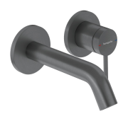 Смеситель для раковины Hansgrohe Tecturis S EcoSmart+ однорычажный настенный матовый черный хром 73350340
