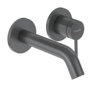 Смеситель для раковины Hansgrohe Tecturis S EcoSmart+ однорычажный настенный матовый черный хром 73350340