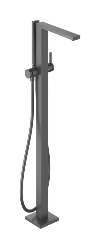 Смеситель для ванной Hansgrohe Tecturis E напольный с душевым гарнитуром матовый черный хром 73445340