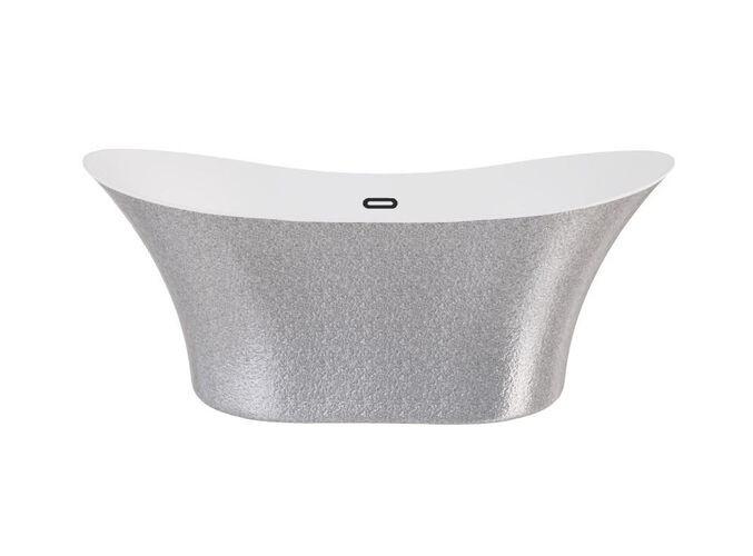 Ванна акриловая Besco Amber 170х80 см с сифоном оружейный металл серебро/глянцевый белый #WA-170-ASG