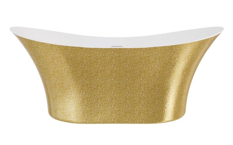 Ванна акриловая Besco Amber 170х80 см с сифоном хром золото/глянцевый белый #WA-170-AZL